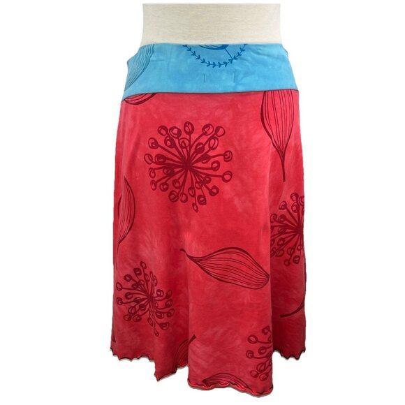 Jude Stuecker L Fiber Art Artsy Knit Skirt Organic Cotton Silk Screen Tie Dye - Picture 3 of 6